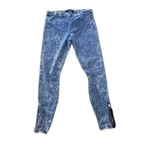High Waist Blue Jean Jeggings With Ankle Zippers